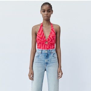 ZARA Cut Out Jacquard Bodysuit